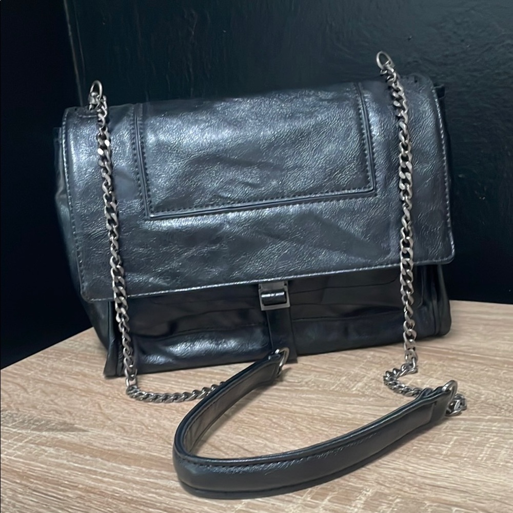 ZARA Elegant Black Leather Chain Bag